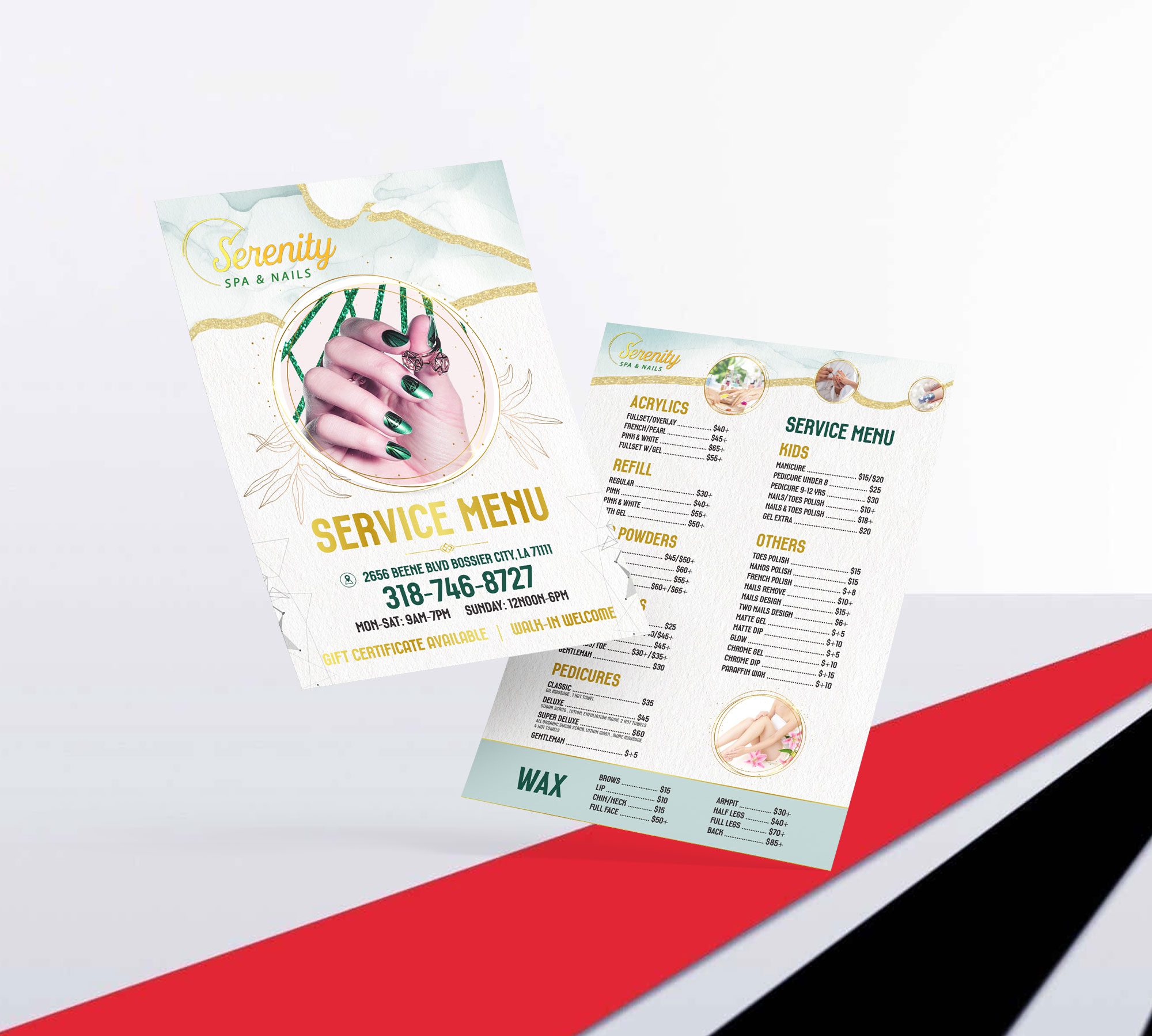 Project: Serenity Spa & Nails Menu Design